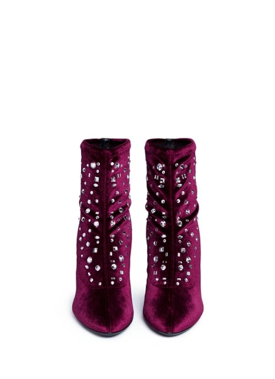 Shop Giuseppe Zanotti 'bimba' Embellished Velvet Ankle Boots