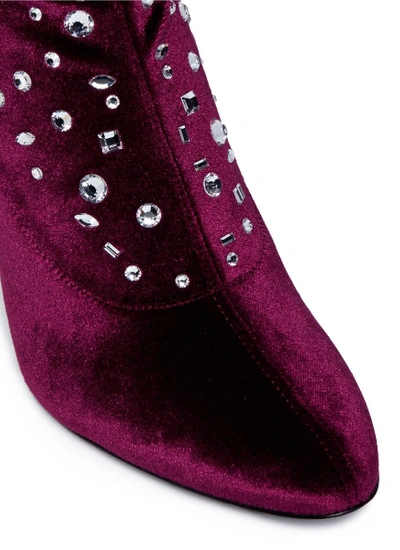 Shop Giuseppe Zanotti 'bimba' Embellished Velvet Ankle Boots