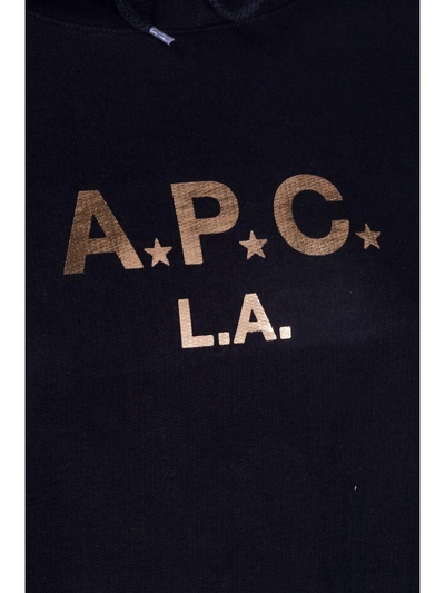 Shop Apc A.p.c. Printed Drawstring Hoodie In Black