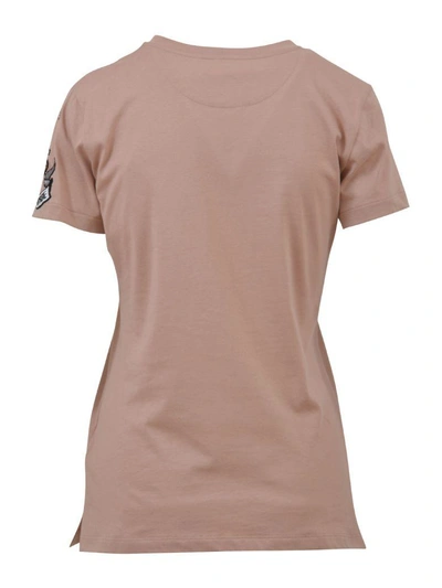 Shop Valentino Embroidered T-shirt In Nude