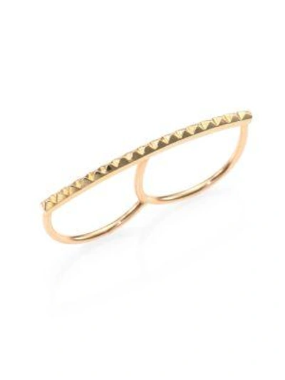 Shop Zoë Chicco 14k Yellow Gold Pyramid Bar Two-finger Ring