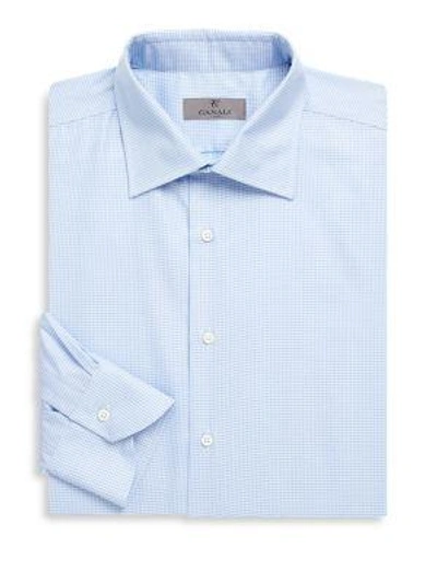 Shop Canali Geo Cotton Dress Shirt In Blue