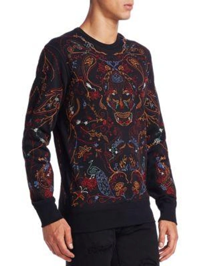 Shop Alexander Mcqueen Embroidered Cotton Sweatshirt In Black