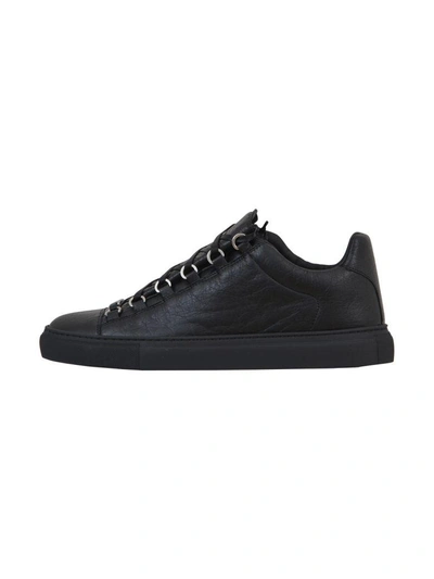 Balenciaga Leather Arena Low-top Sneakers In Black | ModeSens