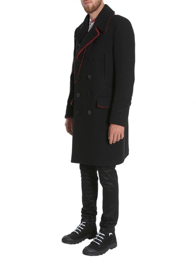 Shop Givenchy Double Breasted Coat In Nero