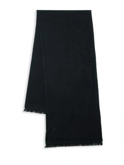 Shop Versace Printed Wool Scarf In Black