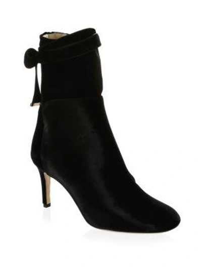 Shop Monique Lhuillier Paloma Velvet Mid-calf Boot In Black