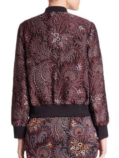 Shop Suno Rib Neck Bomber Jacket In Wine