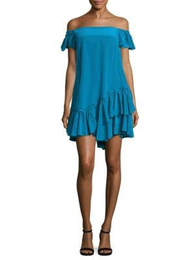 Shop Cinq À Sept Minella Ruffled Off-the-shoulder Dress In Mali