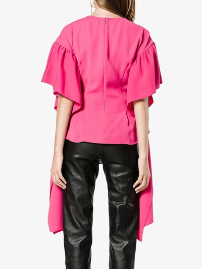 Shop Rejina Pyo Kara Blouse With Long Drape Sleeves In Pink/purple