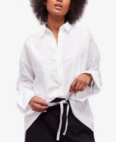 Shop Free People Brown-eyed Girl Cotton Oversized Shirt In White