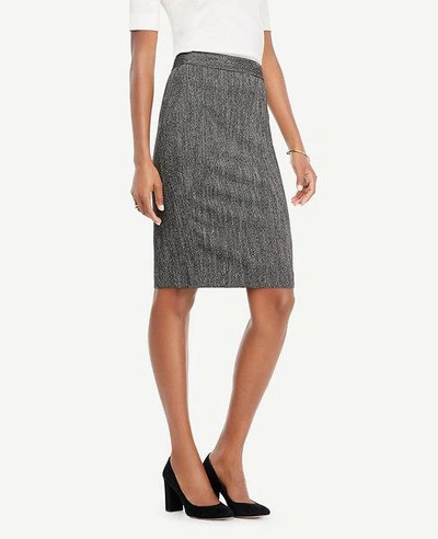 Shop Ann Taylor Herringbone Pencil Skirt In Black White Tweed