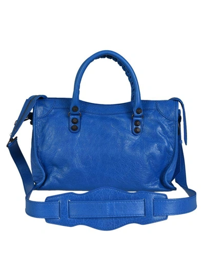 Shop Balenciaga Classic Mini City Shoulder Bag In Bleu Rivage