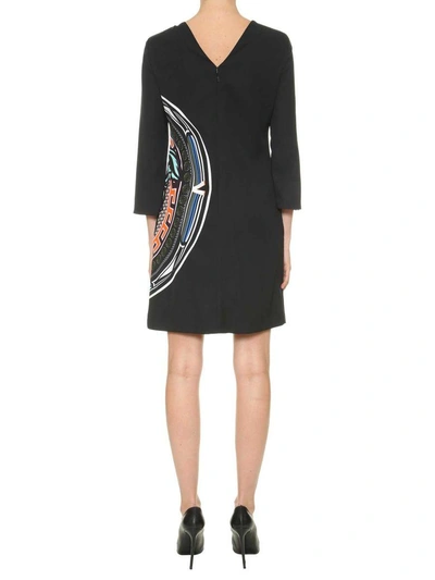 Shop Versace Printed Short Dress In Nero-multicolor