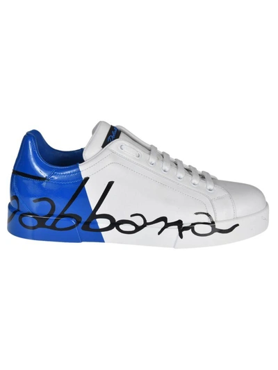 Shop Dolce & Gabbana Portofino Sneakers In Bianco Bluette