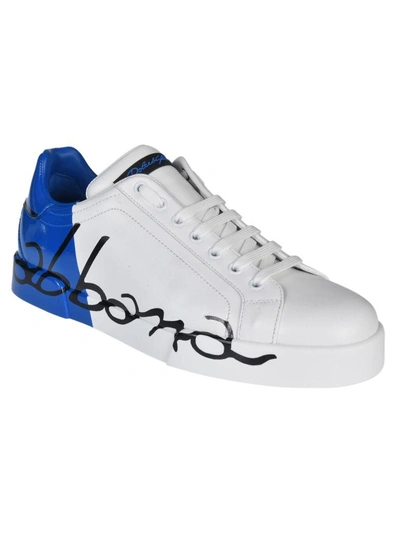 Shop Dolce & Gabbana Portofino Sneakers In Bianco Bluette