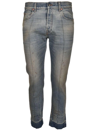 Shop Gucci Stained Denim Punk Jeans In Azzurro