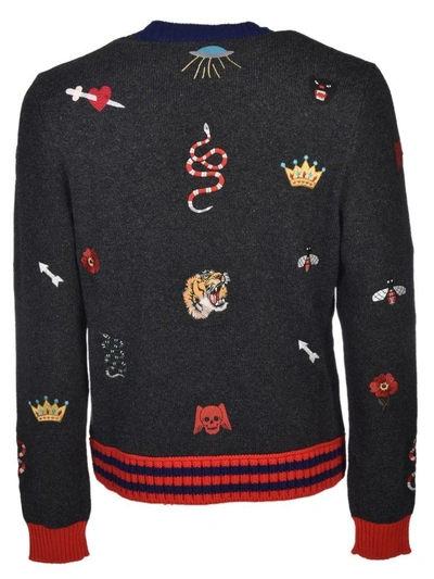 Shop Gucci Embroidered Sweater In Grigio