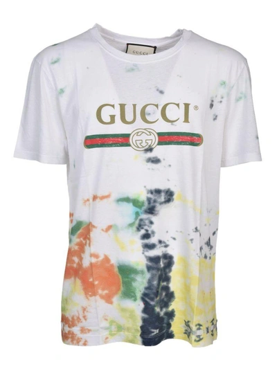 Shop Gucci Tie Dye T-shirt In Bianco