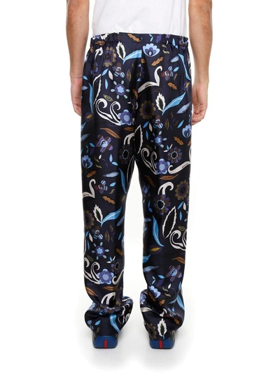 Shop Fendi Printed Silk Trousers In Notte|bianco