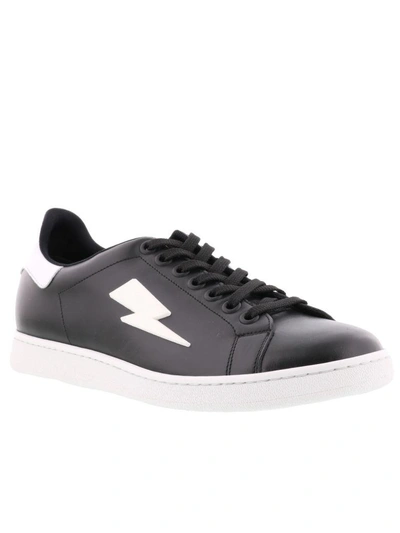 Shop Neil Barrett Thunderbolt Sneaker In Black-white