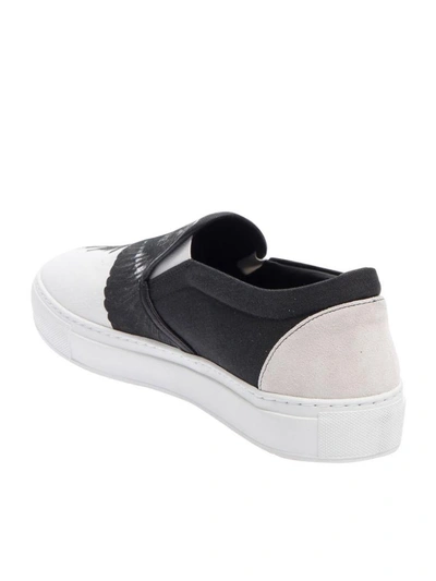 Shop Marcelo Burlon County Of Milan Marcelo Burlon Aish Canvas Slip On Sneakers In Black - White