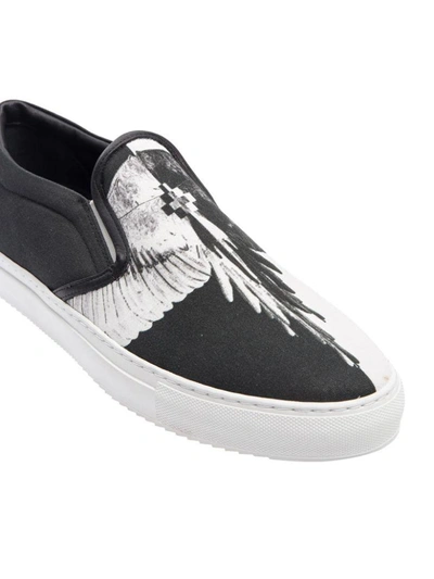 Shop Marcelo Burlon County Of Milan Marcelo Burlon Aish Canvas Slip On Sneakers In Black - White