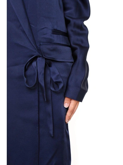 Shop Haider Ackermann Wrap Dress In Indigo|blu