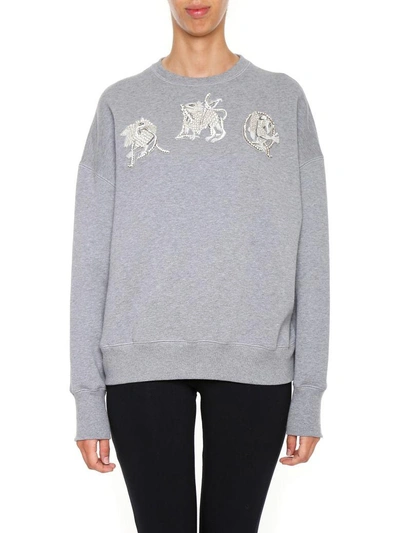 Shop Alexander Mcqueen Embroidered Sweatshirt In Grey|grigio