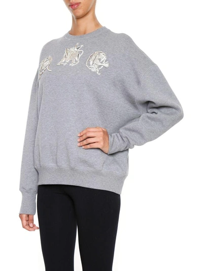 Shop Alexander Mcqueen Embroidered Sweatshirt In Grey|grigio