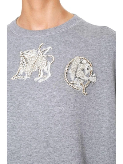 Shop Alexander Mcqueen Embroidered Sweatshirt In Grey|grigio