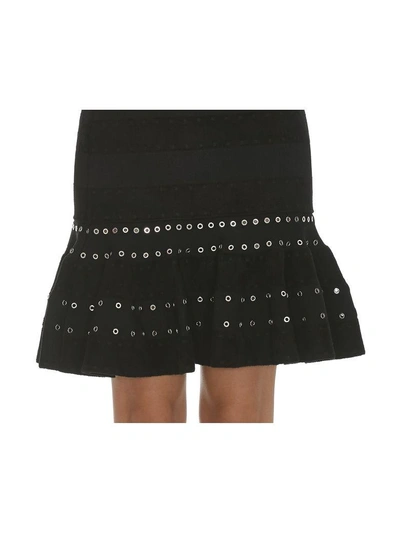 Shop Alexander Mcqueen Metal Eyelet Detail Skirt In Black