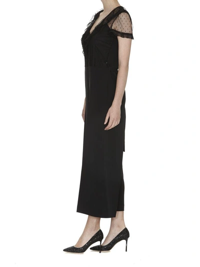 Shop Red Valentino Tulle Detail Jumpsuit In Black