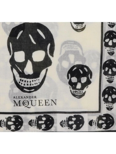 Shop Alexander Mcqueen Skull Foulard In Ivory-black