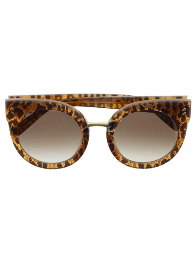 Shop Stella Mccartney Cat Eye Sunglasses In Leopard Cognac Gold