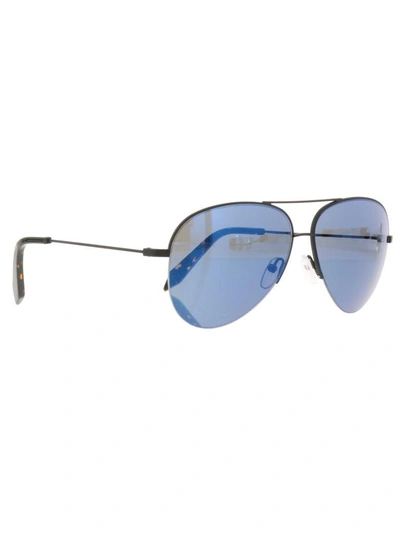 Shop Victoria Beckham Classic Black Sea Sunglasses In Blue
