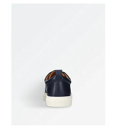 Shop Bally Helvio Leather And Webbing Trainers In Navy