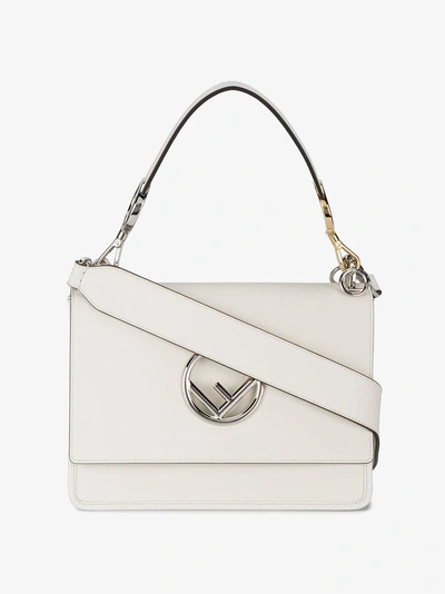 Shop Fendi White Leather Kan I F Handbag