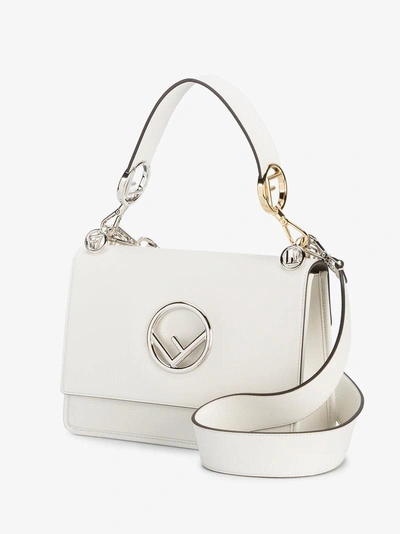 Shop Fendi White Leather Kan I F Handbag