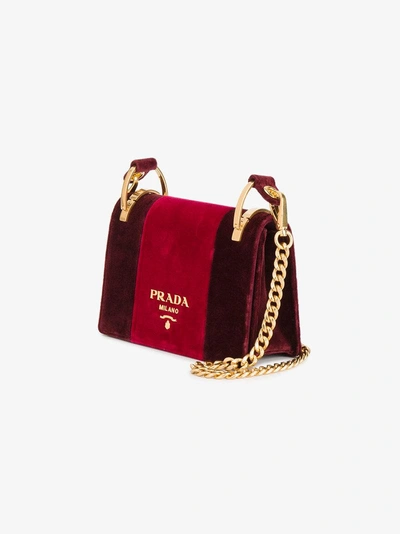 Shop Prada Red Velvet Pattina Shoulder Bag