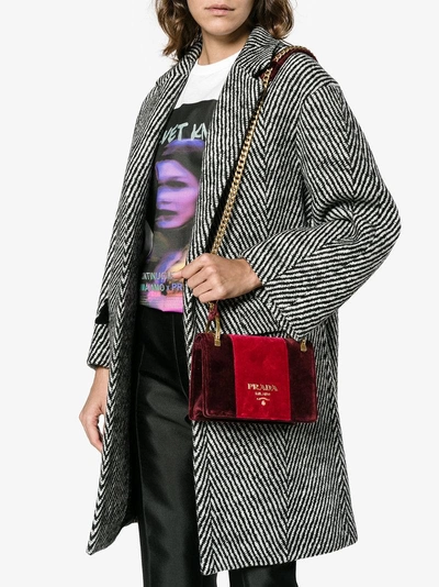 Shop Prada Red Velvet Pattina Shoulder Bag