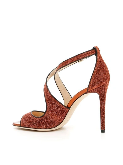 Shop Jimmy Choo Emily 100 Sandals In Pop Orange|arancio