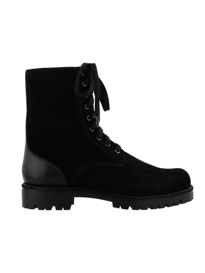 Shop René Caovilla Biker Boot In Black Calf Leather-jet Strass