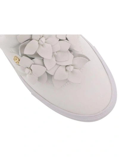 Tory Burch Blossom Floral-appliquéd Leather Slip-on Sneakers In Black |  ModeSens