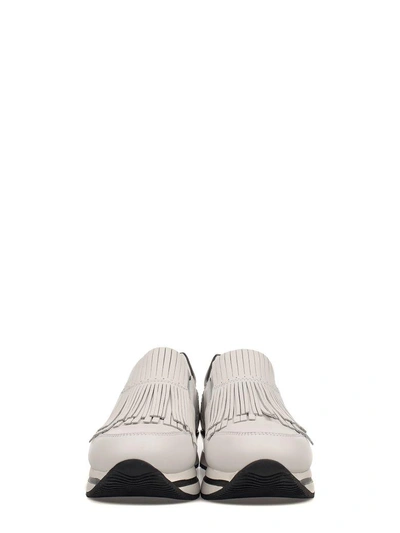 Shop Hogan White H222 Slip On Leather Sneakers