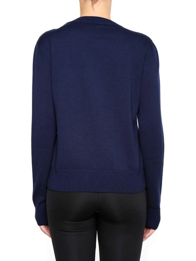 Shop Saint Laurent Loulou Pullover In Marine Naturelbianco