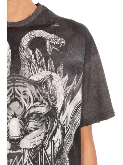 Shop Balmain Oversized Tiger Print T-shirt In Black