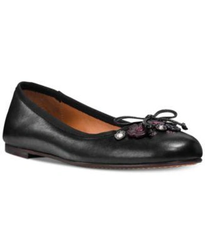 Shop Coach Tea Rose Lola Ballet Flats In Black