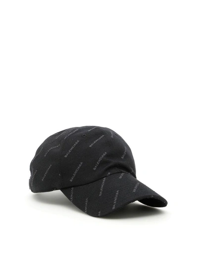Shop Balenciaga Jacquard Logo Cap In Noir|grigio