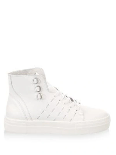 Shop K-swiss Modern Leather High Top Sneakers In Black Off White